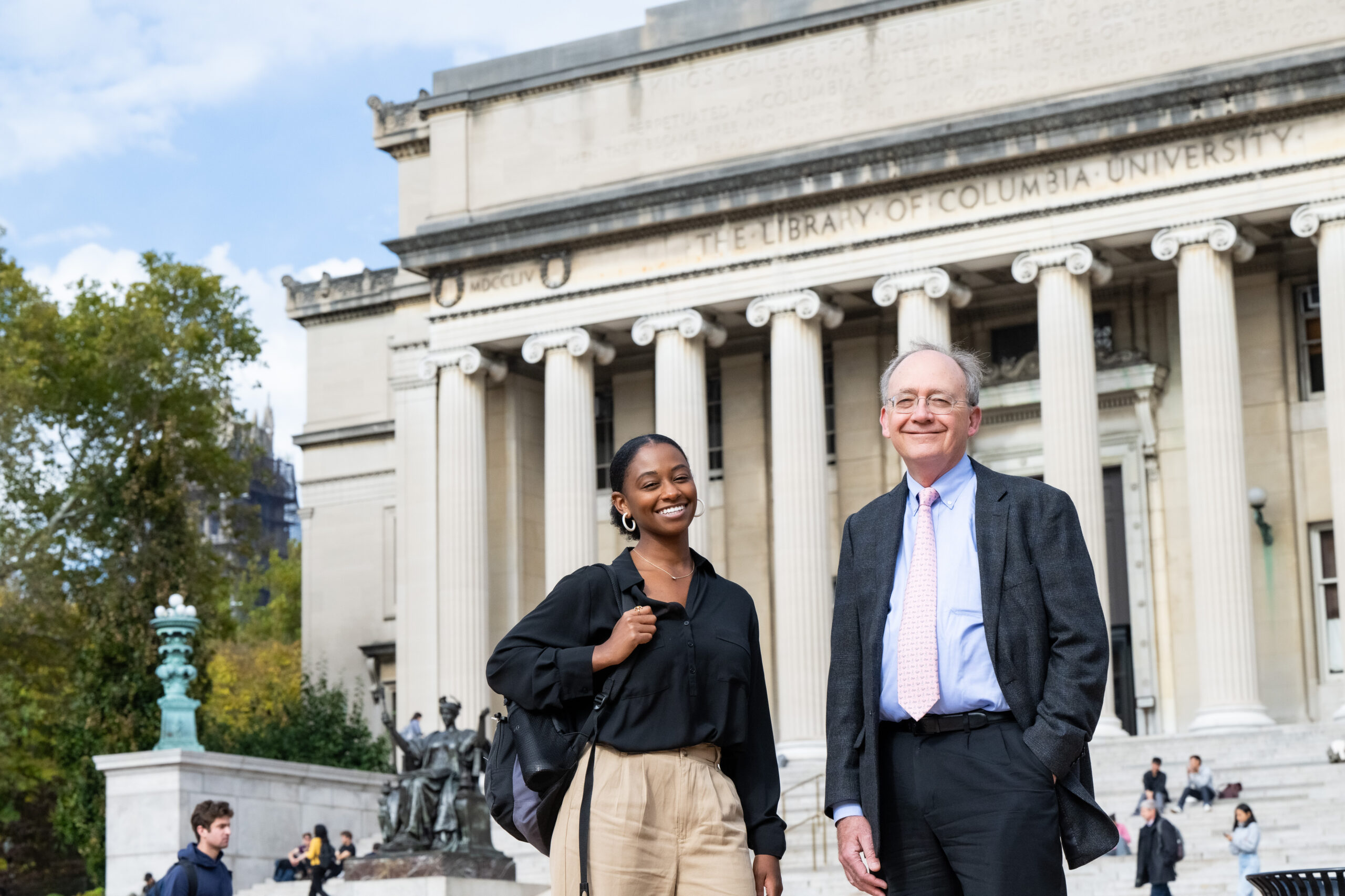 Philip Genty and Morgan Carter at Columbia Law School and Columbia University campus on Tuesday, Oct. 24, 2023, in New York.  (Photo by Diane Bondareff)