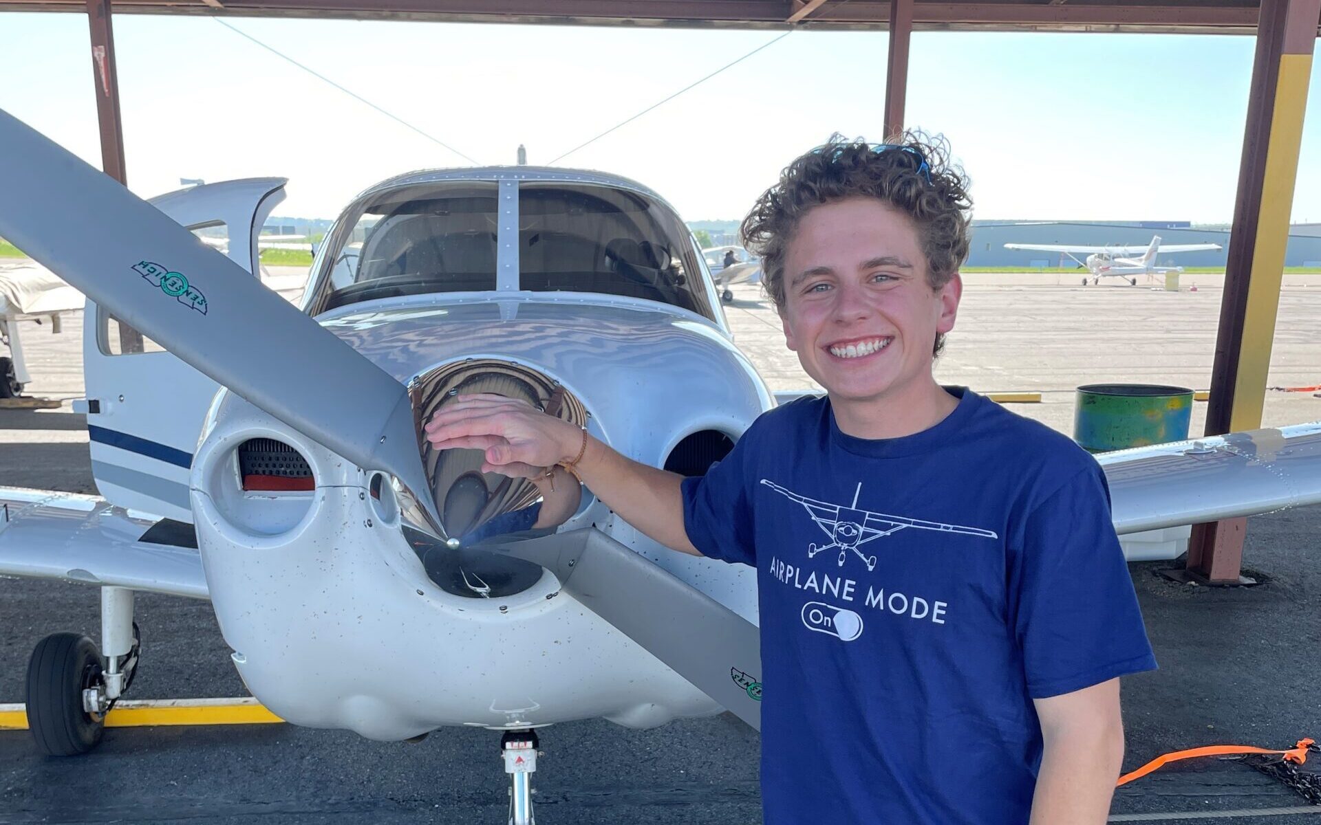 Myles Rubin during his flight training to receive his private pilot's license.