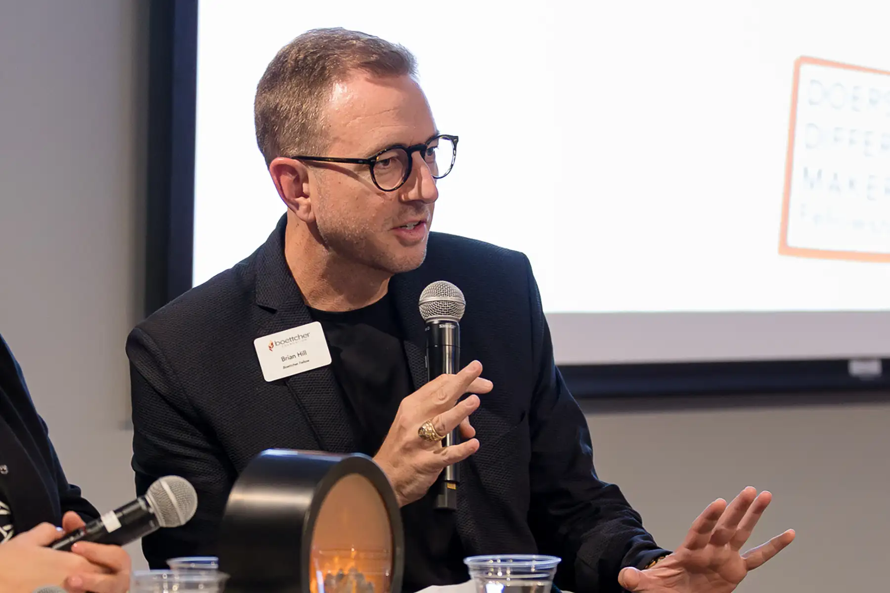 Dr. Brian Hill speaking at the Fellowship Launch.