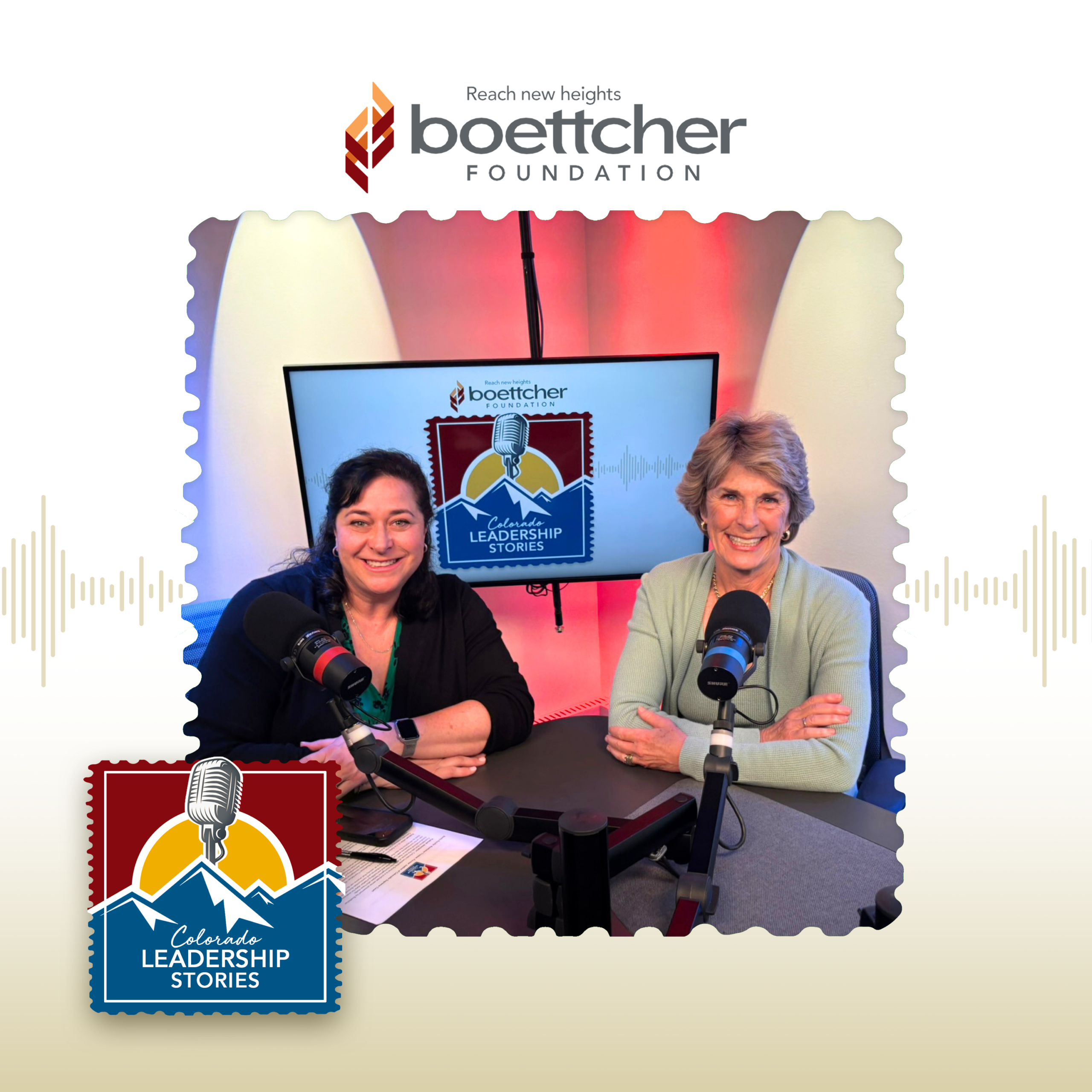 Becky Kourlis and Katie Kramer at the podcast recording studio