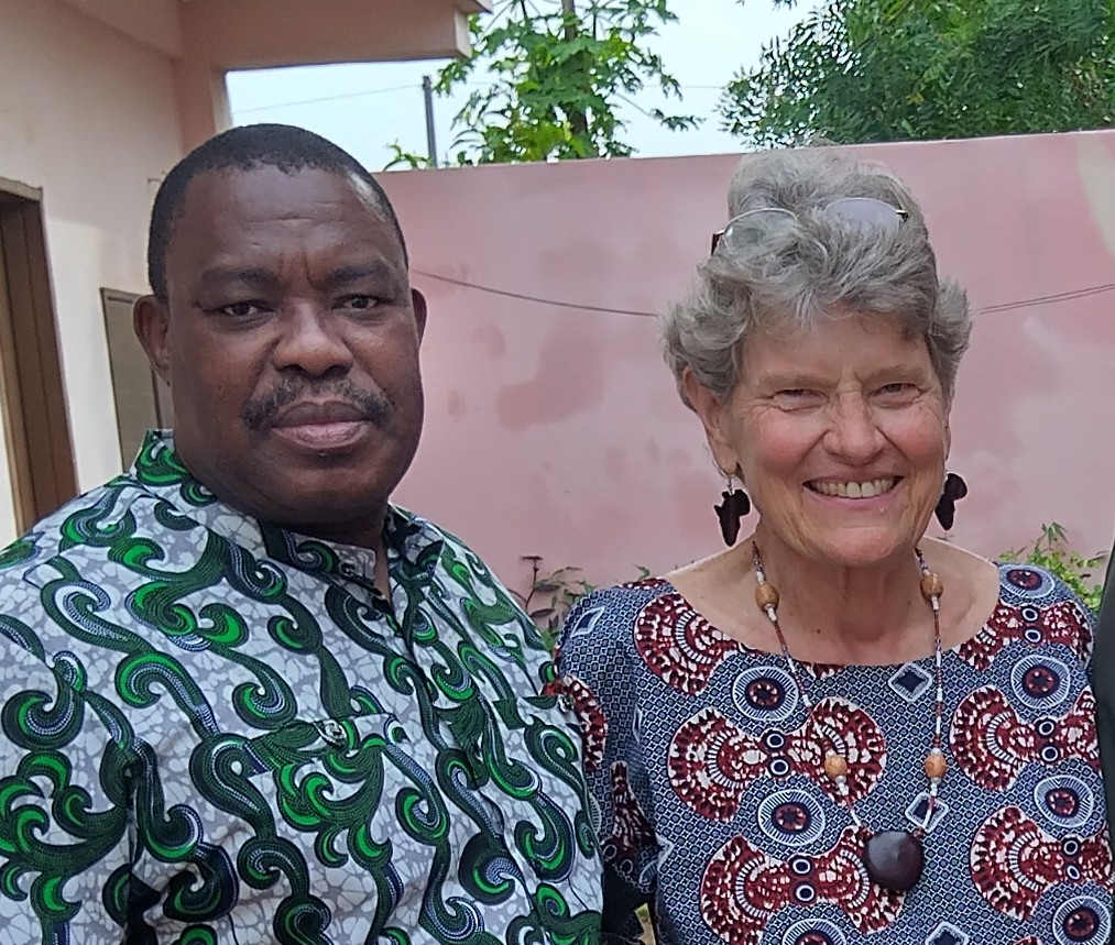 Pam Erwin with friend and church collaborator Jonsue Akowanou in Benin, West Africa.